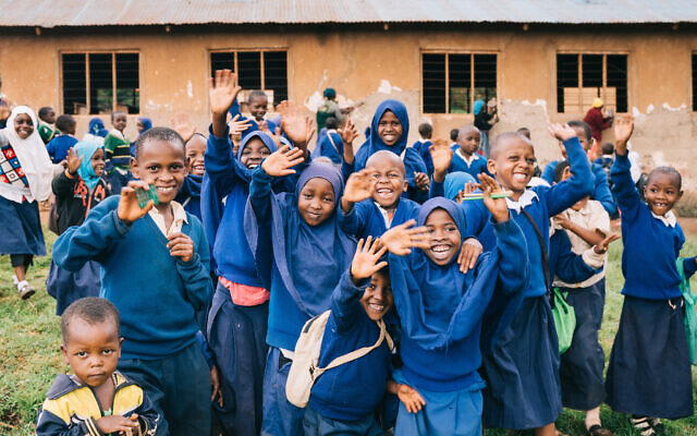 Children at the school that Afrikan helped renovate in Malindi, Tanzania in May 2021. (Idan Arad/Courtesy of Afrikan)